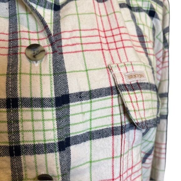 Brixton Bowery Women's Long Sleeve Flannel Button Front Shacket Dove Size XL - Picture 5 of 14
